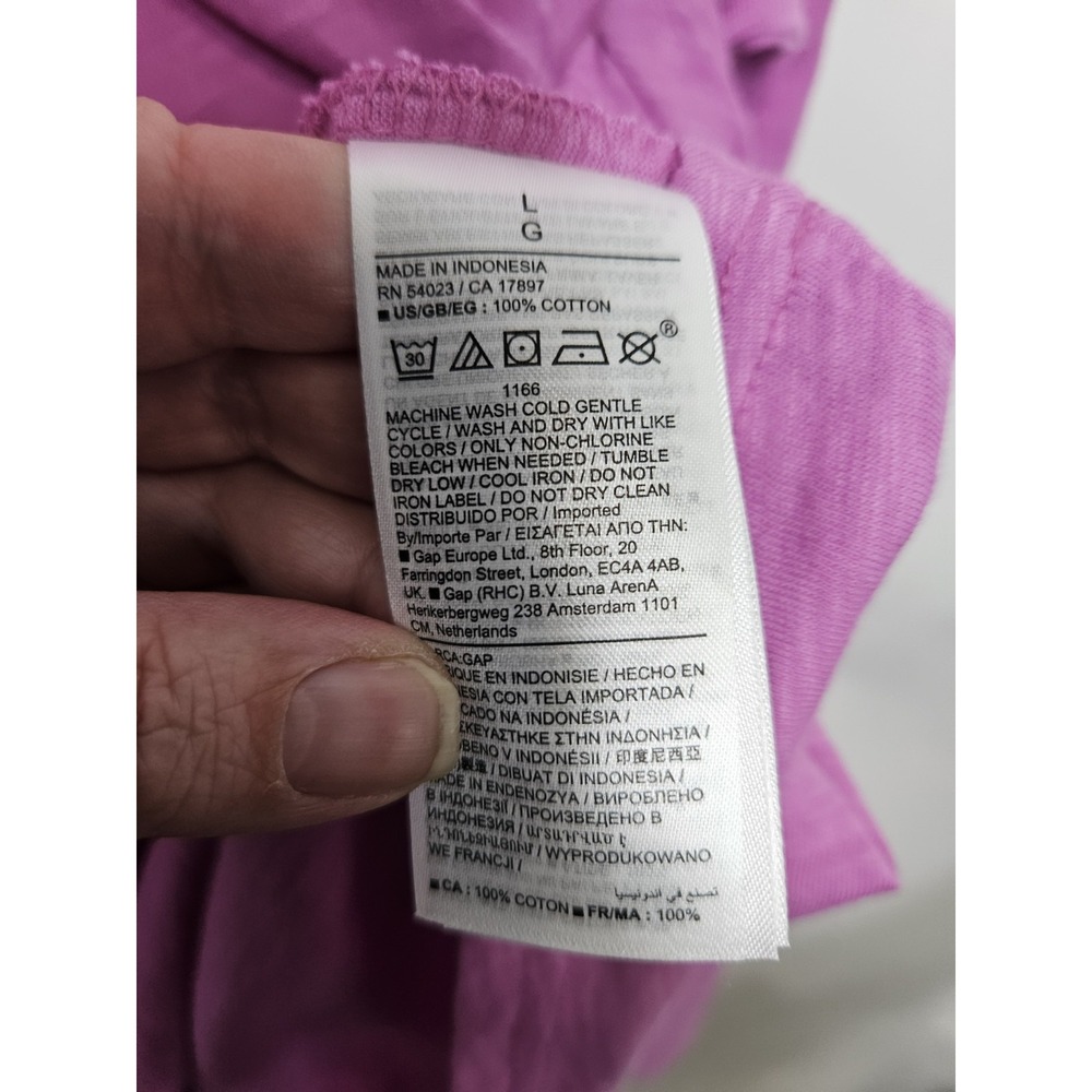 Gap Women's Pink Short Sleeve T-Shirt Dress Size L Tie Front Waist 100% Cotton - Picture 5 of 8